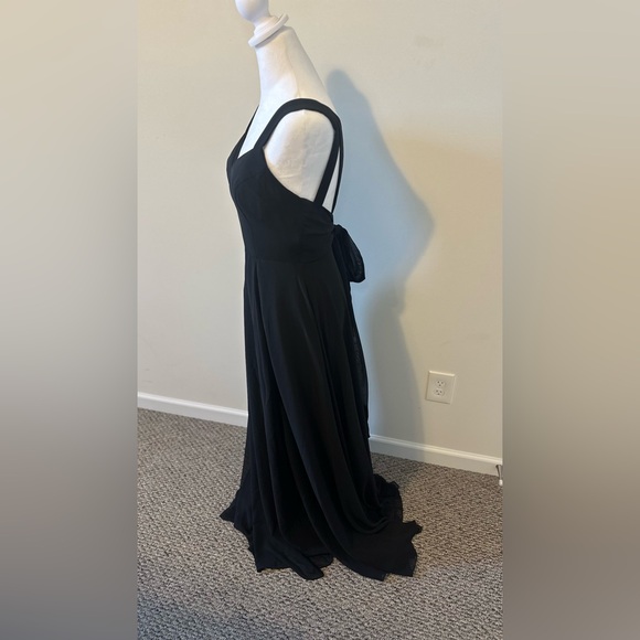 Azazie Black Julie Chiffon A-Line Bow Dress Size A6 - Picture 3 of 9